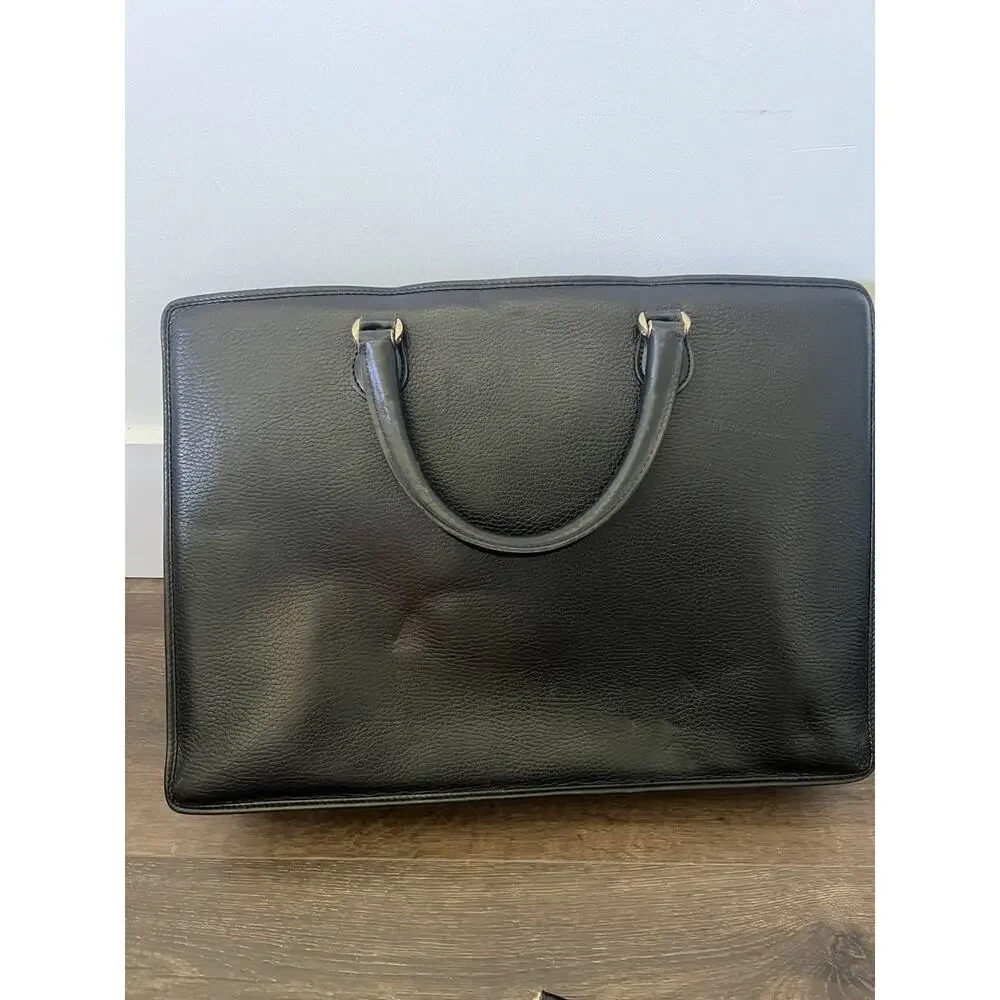 Mark Cross Vintage Leather Briefcase laptop bag Black Shoulder Bag Top Handle